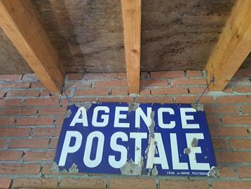 Emaille Reclame Bord/ Agence Postale/ Dubbelzijdig