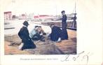 Oostende vissers zijn hun net aan het herstellen 1902, Ophalen of Verzenden, Voor 1920, Gelopen, West-Vlaanderen