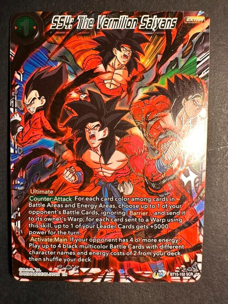 Dragon ball super, ss4 the vermilion saiyens NM, Hobby en Vrije tijd, Verzamelkaartspellen | Overige, Zo goed als nieuw, Ophalen of Verzenden