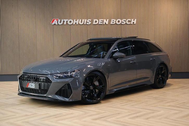 Audi RS6 Avant TFSI Quattro 600PK Nimbus - Lucht - Keramisch, Auto's, Audi, Bedrijf, Te koop, RS6, 360° camera, 4x4, ABS, Achteruitrijcamera