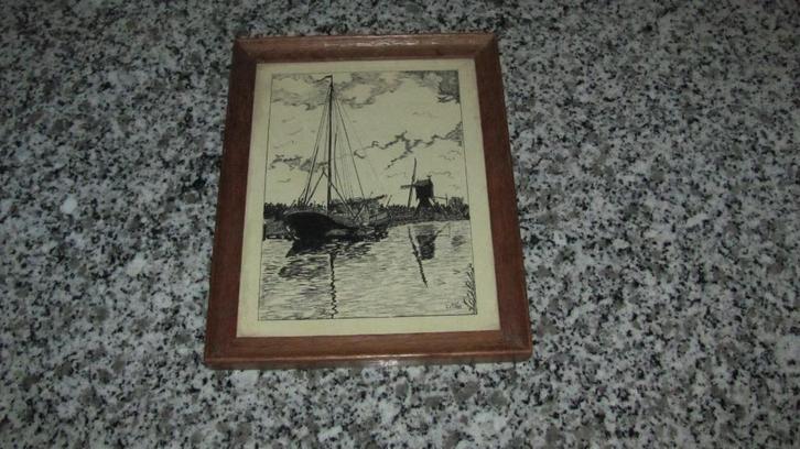 C. van Dam - 1949 - pentekening, Antiek en Kunst, Kunst | Tekeningen en Foto's, Ophalen of Verzenden