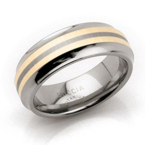 Boccia titanium ring met goud                        0111-01, Sieraden, Tassen en Uiterlijk, Ringen, Gebruikt, Dame of Heer, 18 tot 19
