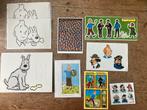 4 kaarten, 3 stickervellen, kartonnen 3D figuur uit Kuifje, Ophalen of Verzenden, Kuifje, Zo goed als nieuw