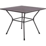 Tuintafel grijs metaal vierkant 90 x 90 cm model Nordic, Ophalen of Verzenden, Nieuw, Vierkant, Metaal