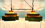 Vintage Brutalisme hanglamp messing, lamp, 70s, Huis en Inrichting, Ophalen of Verzenden, Gebruikt, Metaal, Minder dan 50 cm