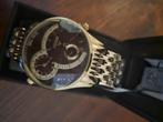AUGUST STEINER DUAL TIME HEREN HORLOGE GOUD/BRUIN *NIEUW*, Overige merken, Staal, Staal, Polshorloge