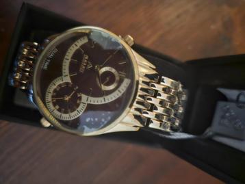 AUGUST STEINER DUAL TIME HEREN HORLOGE GOUD/BRUIN *NIEUW*  beschikbaar voor biedingen