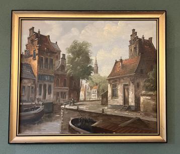 Schilderij stadsgezicht Cor van Eijk. beschikbaar voor biedingen