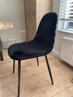 Eetkamerstoelen Woood Sien zwart velvet, smalle poot 4 stuks, Huis en Inrichting, Stoelen, Ophalen, Zo goed als nieuw, Zwart