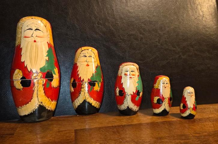 Vintage Kerst Matroesjka Poppen Set (5 stuks), Antiek en Kunst, Antiek | Speelgoed, Ophalen of Verzenden