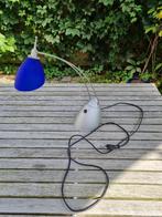 Bureaulamp met blauw glazen lampenkapje, Ophalen of Verzenden, Gebruikt