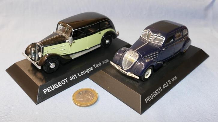 Norev 1/43 : 2 toonzaalmodellen Peugeot 401 & 402, Hobby en Vrije tijd, Modelauto's | 1:43, Zo goed als nieuw, Auto, Norev, Verzenden