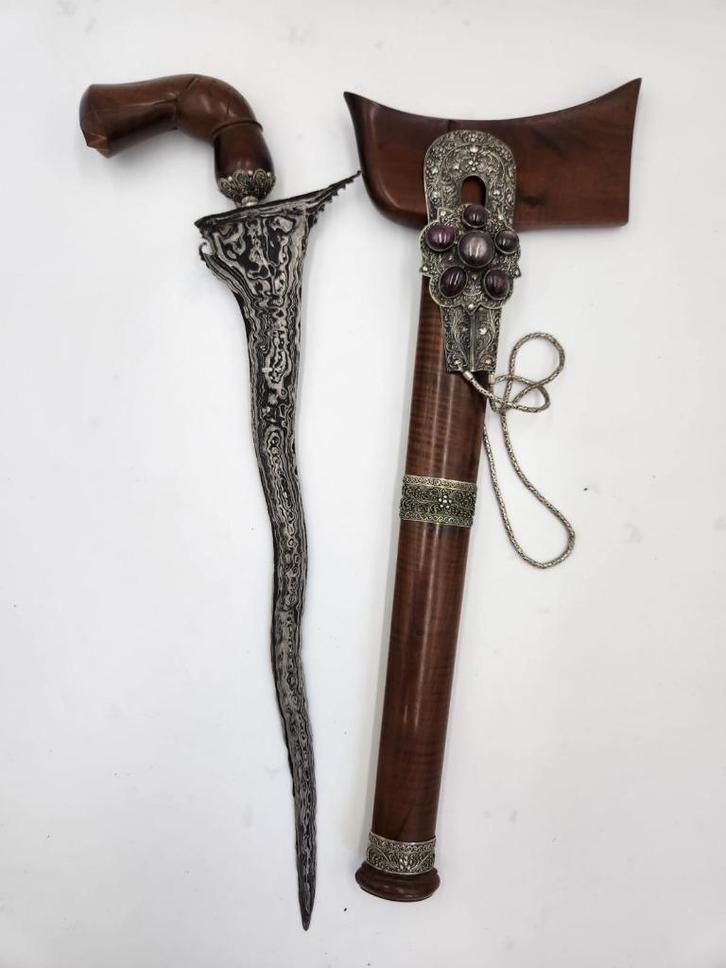 Antieke Keris Bugis 5 Luk Biji Timun Toli Toli Zilver KTB63, Antiek en Kunst, Kunst | Niet-Westerse kunst, Verzenden