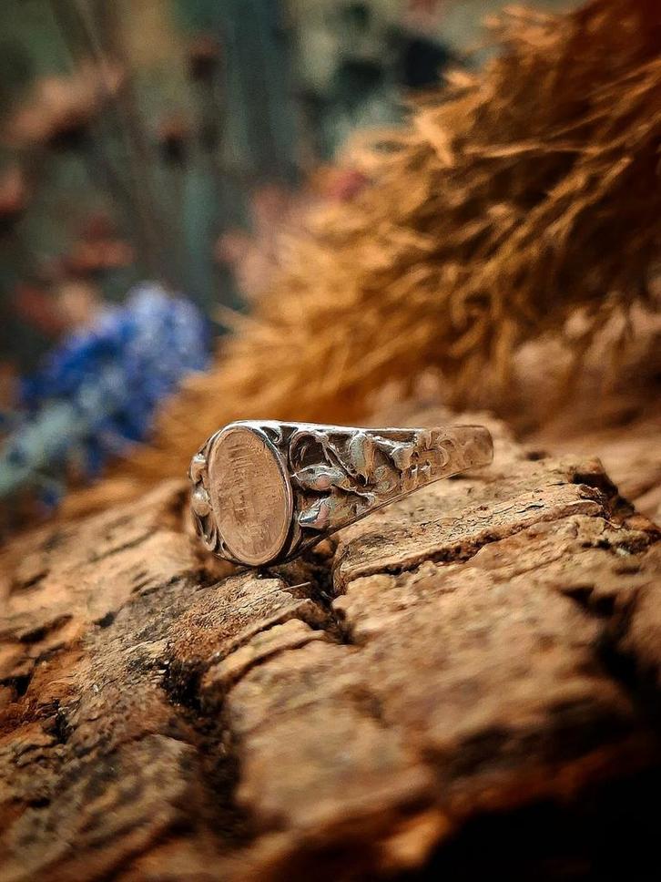 Zilveren Dames Zegelring Handgemaakt, Sieraden, Tassen en Uiterlijk, Ringen, Nieuw, Dame, 17 tot 18, Zilver, Zilver, Ophalen of Verzenden