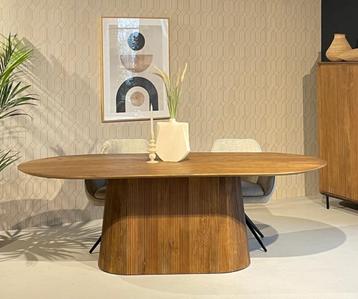 Ovale Eettafel 'Salvator' – Naturel Mangohout | 200 cm beschikbaar voor biedingen