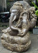 Schitterend Gekleurd Ganesha Tuinbeeld Van Lavasteen 90cm, Tuin en Terras, Tuinbeelden, Nieuw, Steen, Boeddhabeeld, Verzenden