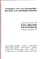Veilingcatalogus 1959 PAUL BRAND H. A. van Daalhoff en Mevr., Gelezen, Ophalen of Verzenden, Catalogus
