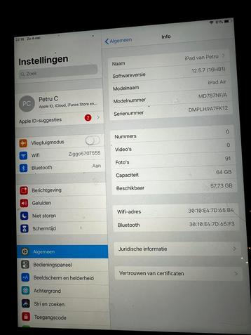 iPad Air 1 64g scherm krasloos beschikbaar voor biedingen