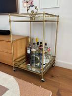 Gouden Art Deco Bar Cart, Huis en Inrichting, Tafels | Sidetables, Ophalen, Vierkant, Minder dan 50 cm, Zo goed als nieuw