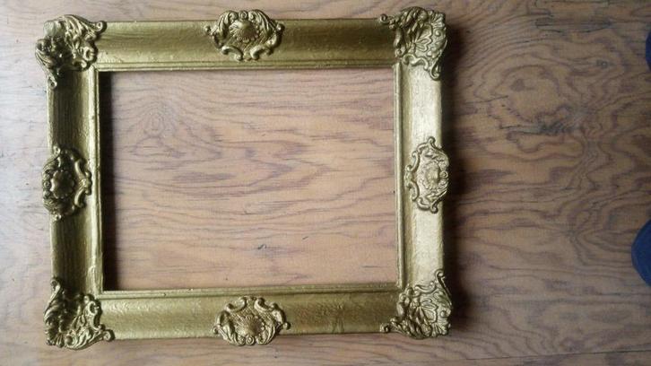 Oude lijst / barok schilderijlijst, hout en gips, Huis en Inrichting, Woonaccessoires | Lijsten, Gebruikt, Minder dan 50 cm, Minder dan 50 cm