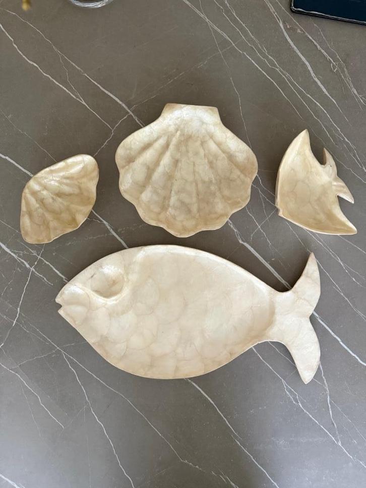 Visschalen set van glasvezel met parelmoer, Huis en Inrichting, Keuken | Servies, Zo goed als nieuw, Schaal of Schalen, Overige stijlen