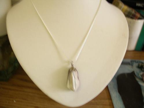 Een Zilveren ketting + Landschap Jaspis edelstenen Hanger, Sieraden, Tassen en Uiterlijk, Antieke sieraden, Ketting, Zilver, Met edelsteen