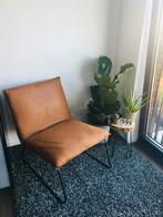 Moderne Loungestoel met Roestkleurige Stof, Ophalen, Bruin, Zo goed als nieuw, Metaal