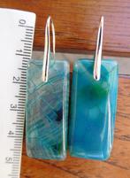 Blauwe agaat oorhangers (H04937), Hangers, Blauw, Nieuw, Ophalen of Verzenden