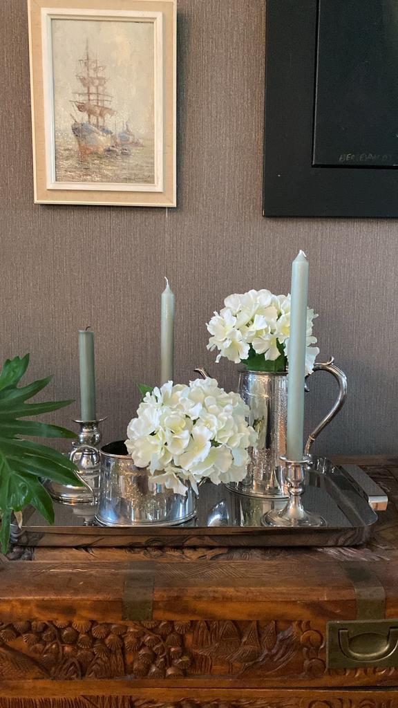 Verzilverde Koffiekan en suikerpot kerstdecoratie, Huis en Inrichting, Woonaccessoires | Overige, Ophalen