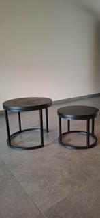 Set van 2 zwarte bijzettafels, Huis en Inrichting, Ophalen, 50 tot 100 cm, Rond, Zo goed als nieuw