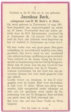 Jacobus Berk 1891 Zoetermeer + 1959 Zoetermeer, 67 jaar, Verzamelen, Bidprentjes en Rouwkaarten, Verzenden