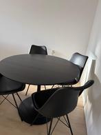 Eettafel (100cm) met 4 zwarte stoelen, Huis en Inrichting, Tafels | Eettafels, Gebruikt, 100 tot 150 cm, Kunststof, Rond
