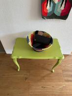 Vintage Houten Bijzettafel - Vintage Wooden Side Table Green, Ophalen, Zo goed als nieuw, Rechthoekig, Minder dan 55 cm