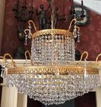 Kristallen kroonluchter klassiek zakkroonluchter goud, Ophalen of Verzenden, Gebruikt, Overige materialen, Klassiek / antiek