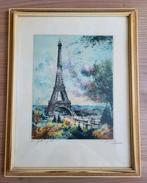 Gesigneerd schilderij eifeltoren Eau Forte Orig (Le Bailly), Ophalen of Verzenden