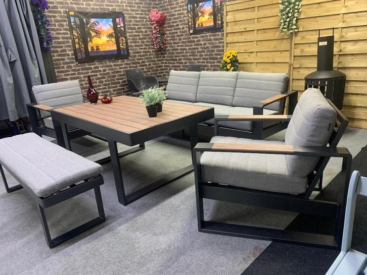 Lounge set Mauro, Tuin en Terras, Tuinsets en Loungesets, Nieuw, Loungeset, 8 zitplaatsen, Bank, Hocker, Stoel, Ophalen