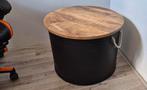 Industriële Salontafel - IJzeren Ton met Mangohout, Huis en Inrichting, Tafels | Salontafels, Ophalen, Gebruikt, 50 tot 100 cm
