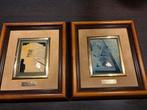 Salvador Dalí 2 bolle tegelprints in houten lijst, Ophalen of Verzenden