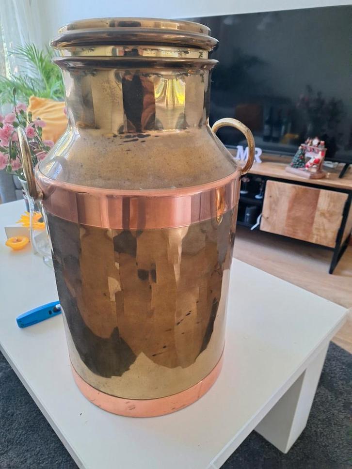 Antieke Koperen Melkbus met Deksel, Antiek en Kunst, Antiek | Koper en Brons, Ophalen of Verzenden