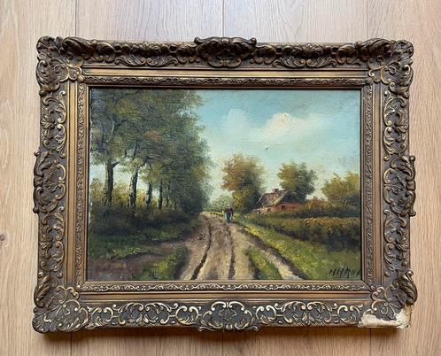 Schilderij op doek, Henricus Rol, boerderij, Antiek en Kunst, Kunst | Schilderijen | Klassiek, Ophalen of Verzenden