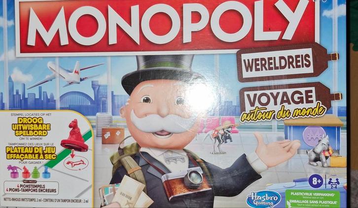 Monopoly Wereldreis - Reis rond de wereld!, Hobby en Vrije tijd, Gezelschapsspellen | Bordspellen, Zo goed als nieuw, Drie of vier spelers