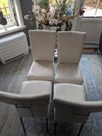 4 echt lederen eetkamer stoelen., Huis en Inrichting, Stoelen, Ophalen, Zo goed als nieuw, Wit, Vijf, Zes of meer stoelen