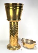 1530. Messing piëdestal en jardinière, ca. 1890-1920, Ophalen of Verzenden