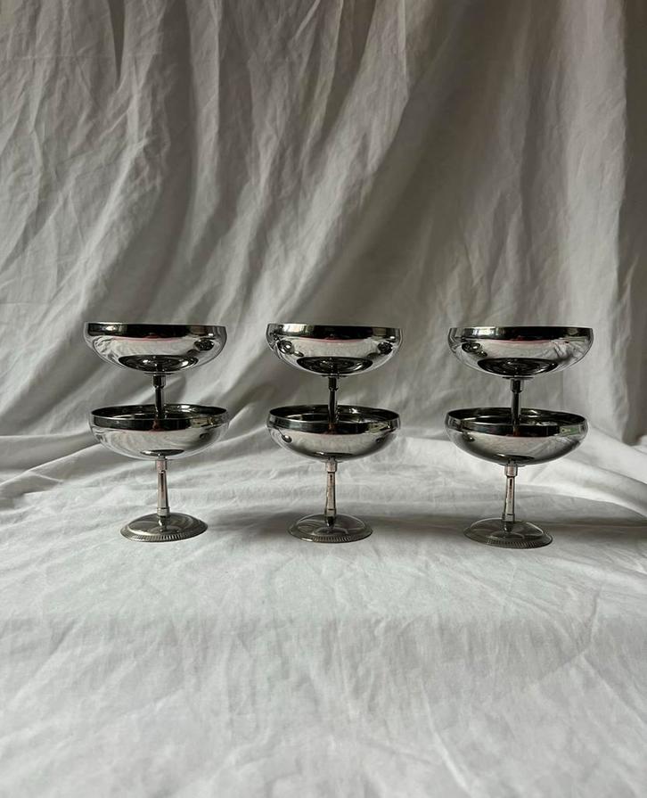 Vintage RVS ijscoupes Letang & Remy | dessert bistro coupes, Huis en Inrichting, Keuken | Servies, Overige typen, Overige stijlen