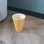 Mooie okergele vaas/bloempot, Ophalen, Rond, Zo goed als nieuw, Minder dan 25 cm
