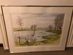 Aquarel Landschap in Goudkleurige Lijst 90x70cm, Ophalen