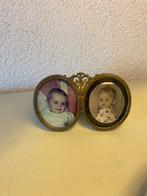 Victoriaans Antiek Duo Fotolijstje messing, Sieraden, Tassen en Uiterlijk, Broches, Brons, 4 tot 7 cm, Gebruikt, Bruin