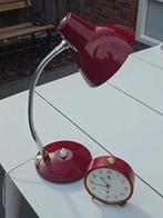 Vintage antieke stalen bordeauxrode bureau / nachtkast lamp, Antiek en Kunst, Ophalen of Verzenden