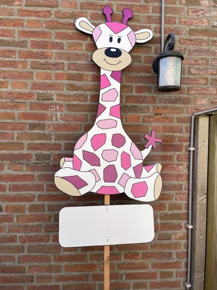Geboortebord GIRAF meisje geboorteborden huren huur zwanger, Kinderen en Baby's, Kraamcadeaus en Geboorteborden, Zo goed als nieuw