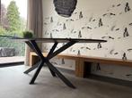 Eetkamertafel zwart eiken kiezel druppel  kas20, Ophalen, Eikenhout, 200 cm of meer, 50 tot 100 cm